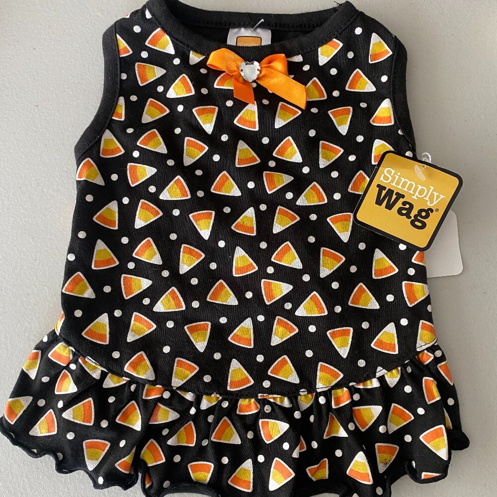 Simply Wag Halloween Candy Corn Dress Dog Puppy Pet Apparel Clothes Size S